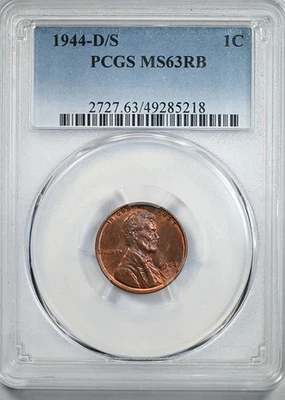 1944-D/S Lincoln Wheat Cent 1C PCGS MS63RB - Image 1 of 4