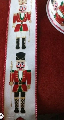 40 ft Holiday Time RIBBON LARGE NUTCRACKER WIRED Christmas 2 designs DIY 2.5 NEW - Image 1 of 4