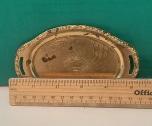 Vintage Mini 5”x 3” Gold/Brass Looking Tray By Vanstyle Corp N.Y.C. - Picture 1 of 7