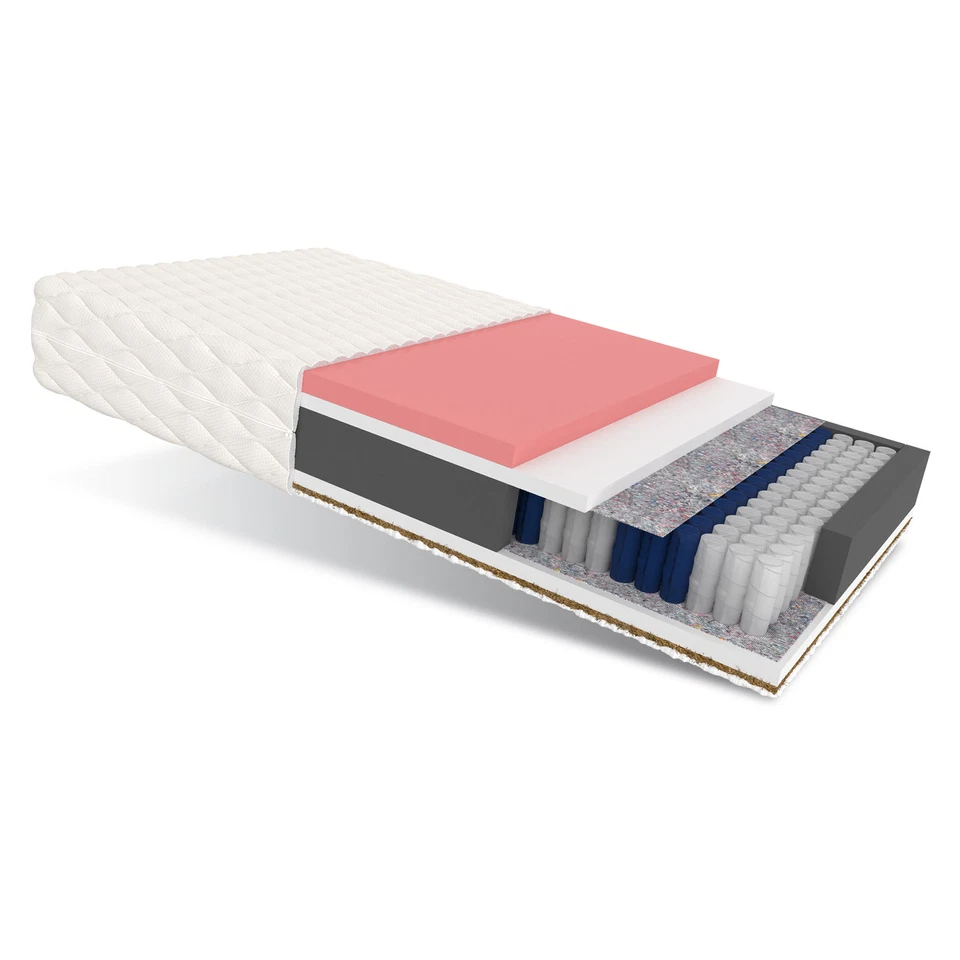 FDM Materasso 180x200 molle insacchettate VIGO MAX H3 H4 7 zone cocco 28 cm JERSEY