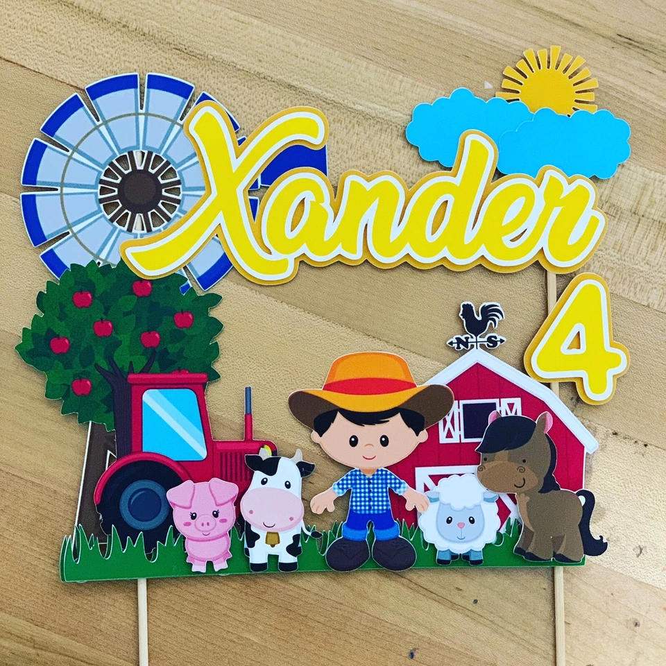 Personalized Farm Style Country Theme Cake Topper  - Image 1 of 1