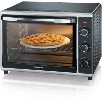 Severin TO2058 Mini Ofen 42L Heat Drehgriff, Stone Pizza , 1800W, Schwarz/Inox - Bild 1 von 4