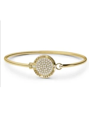 Michael Kors Heritage MK Gold Tone Bracelet Crystal Pave Disk - Image 1 of 4