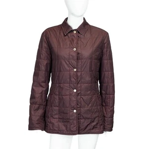 BURBERRY Check Women Quilted Jacket Burgundy Vintage 90s 00s - Picture 1 of 11