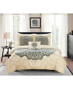 Chic Home Mindy Bohemian Medallion Paisley Reversible 4 Pc. Duvet Cover Set KING - Picture 1 of 4