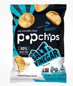 Popchips Sea Salt & Vinegar Popped Potato Chips, 0.8 oz - Case of 12 - Picture 1 of 2