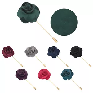 Mens Plain Velvet Lapel Pin Boutonniere Formal Wedding Suit Pin by DQT - Picture 1 of 17