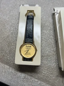 Vintage Mint Kodak Olympics Official Sponsor Gold Tone Watch W/ Original Box, - Picture 1 of 6