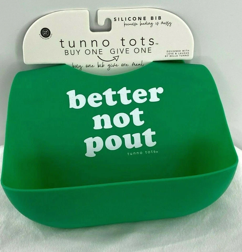 Bella Tunno Tots Silicone Catch Pocket Adjustable Bib Better Not Pout Green
