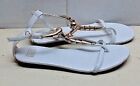 Madonna White Leather Ankle Strap Gladiator Buckle Thong Sandal Women Shoe 9M 40