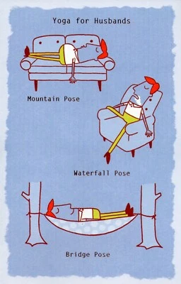 Funny BIRTHDAY Card FOR HUSBAND, Relaxing Yoga by American Greetings + Envelope - Image 1 of 4