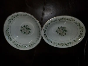 VTG Princess Empcraft China Tru-Tone Bridal Wreath Round & Oval Vegetable Bowls - Picture 1 of 3