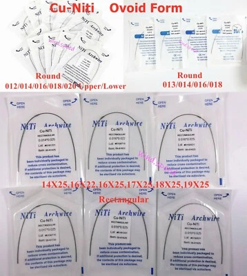 Alambres de ortodoncia dental cobre Cu-Niti forma ovoide arco cables rectangulares/redondos Foto 1 de 4