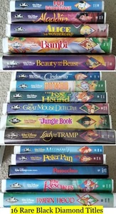 *RARE* Disney Black Diamond CLASSICS-VHS (LOT OF 19) 16 B.D. + 3 FREE Movies  - Picture 1 of 13