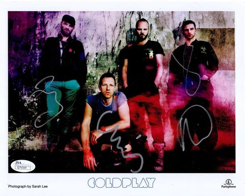 COLDPLAY HAND SIGNED 8x10 COLOR GROUP PHOTO       CHRIS MARTIN      RARE     JSA Cover