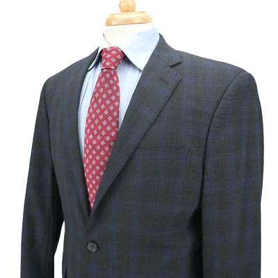 Blazer Abrigo Deportivo Chaqueta 40R Calvin Klein Gris Oscuro con Cuadros Azul Lana Elastizada Foto 1 de 4