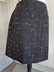 Tahari ASL Black and Metallic Gold Short Skirt Size 14 NWT Pockets Macy's - Picture 1 of 8