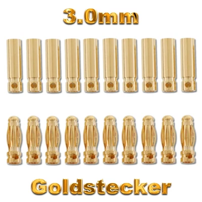 3mm 3,0mm Stecker Goldstecker Goldkontakt Bananenstecker Buchse Lipo Motor ESC 3 - Bild 1 von 4