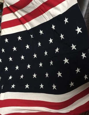 STARS AND STRIPES THROW BLANKET RED,NAVY,CREAM JERSEY KNIT THROW BLANKET BNWOT - Image 1 of 4