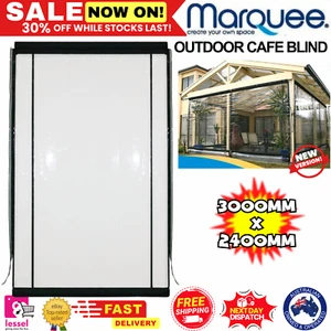 Marquee 300 x 240cm Clear Heavy Duty PVC Cafe Style Outdoor Blind Bistro Patio - Picture 1 of 8