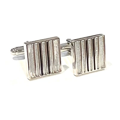 Black Stripe Square Cufflinks For Men Birthday Wedding Anniversary Gift - Image 1 of 4