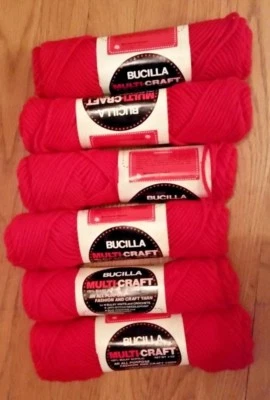Bucilla Multicraft red bulky acrylic fashion/craft yarn 6 2 oz skeins NEW! - Image 1 of 3