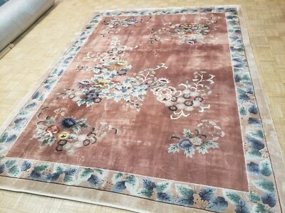 9x12 CHINESE RUG ART DECO SILK SINO AUTHENTIC 100% SILK ORIENTAL SUPER FINE - Image 1 of 4
