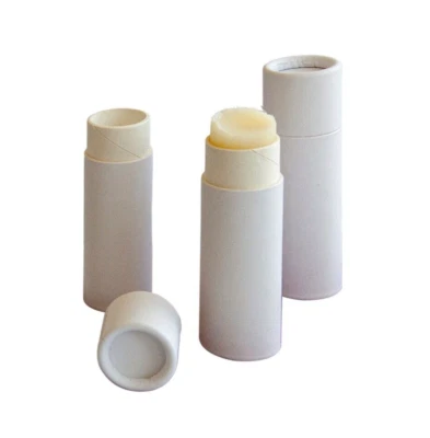 50 tubos de bálsamo labial de papel blanco a prueba de aceite 0,3 oz 1/3 contenedores de cartón Foto 1 de 4