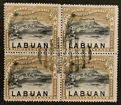 Labuan - Bloque de cuatro estampillas de 18 centavos de valor - # 83 de 1897 Foto 1 de 2