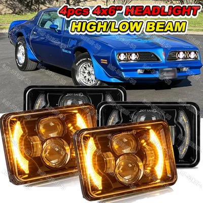 Faros LED 4x6" haz alto/bajo DRL para Pontiac Firebird 1977-1981 transmisión AM Foto 1 de 4