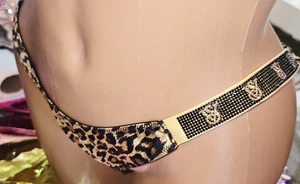 Victorias secret XL Shine Strap 🍒 String string satin léopard strass - Photo 1/4