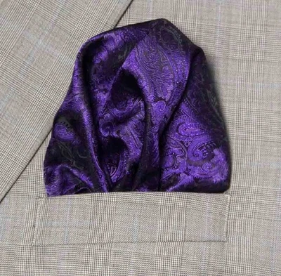Gascoigne Pocket Square Purple Black Paisley Men's - Image 1 of 3