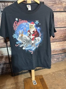 Katze Weihnachten Shirt Santa Kitty Damengröße Medium gebraucht, in einwandfreiem Zustand - Bild 1 von 3