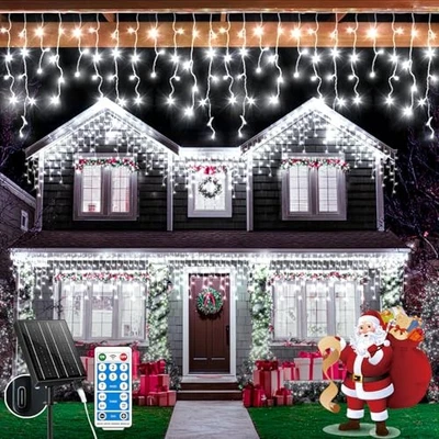 Solar Christmas Lights 66+16Ft 660LED Icicle Lights for Cool White 660LED - Image 1 of 4