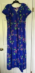 Hilo Hattie The Hawaiian Original Classic Muumuu Dress Blue Floral XL Vintage - Picture 1 of 4