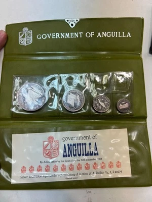 1970 Anguilla Silver 4 Coin Set  .999 Fine Silver E29 - Image 1 of 4