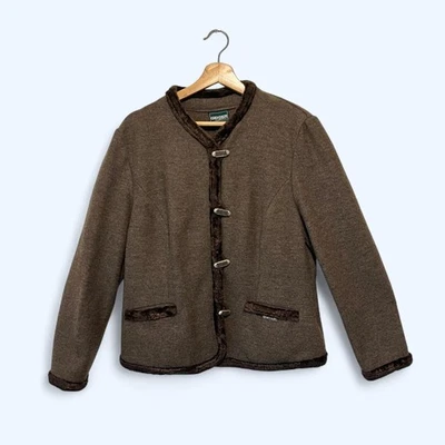 Chaqueta de lana marrón de lujo vintage GEIGER. Mujer Grande. Foto 1 de 4