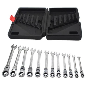 Juego de herramientas de llave de trinquete de cabeza flexible métrica de 8-19 mm 12 piezas - Imagen 1 de 13