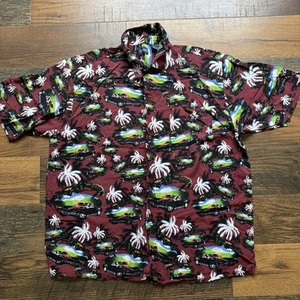Camisa Hawaiana Puritana De Colección 2XL Coches Palmeras Rayón Hecha en Corea - Imagen 1 de 4
