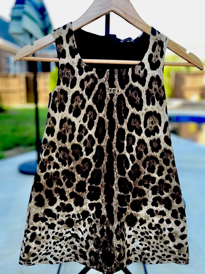Dolce & Gabbana Girls Leopard Print  Interlock Midi Dress NWT Sz 8 - Image 1 of 4