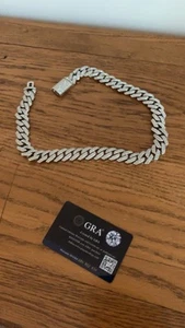 VVS1 Moissanite Cuban Link Chain 20-inch 6mm 925 Silver - Picture 1 of 10