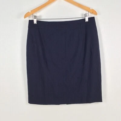 H & M женщин юбка размер 12 карандаш темно-синий твердый молнии длина до колена 039484 - Изображение 1 из 4
