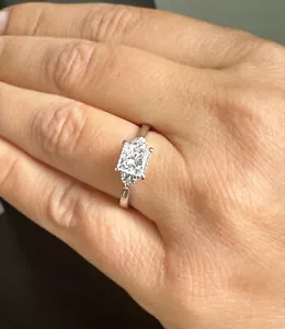 Princess IGI Diamond three stone Engagement Ring 14K Solid White Gold 2.00ctw - Picture 1 of 9