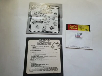 Bop 'n Wrestle Commodore 64 C64 w/Manuals Mindscape - R1007 - Image 1 of 4