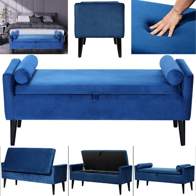 Banco tapizado otomano de almacenamiento superior elevador con almohadas para entrada de dormitorio 47"" Foto 1 de 4