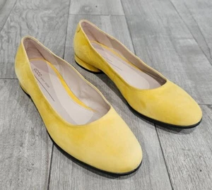 ECCO Danish Design Anine Merigold Yellow Goat Suede Ballet Flats 41/US 10-10.5 - Picture 1 of 9