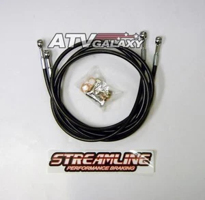 STREAMLINE FRONT BRAKE 2 LINES LINE KIT ATV BLACK KAWASAKI KFX400 KFX 400 03 04 - Picture 1 of 2