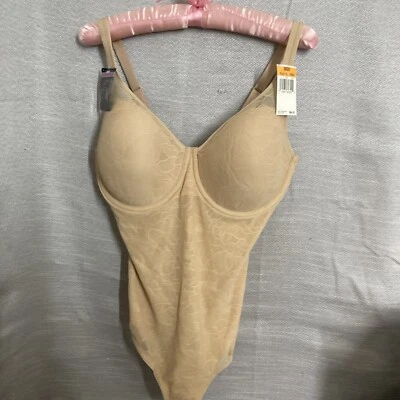 Новый с ценниками Hanes All Over Solutions Бежевый Сверхлегкий Формирователь Тела с Кружевным Косточком 36DD - Изображение 1 из 4