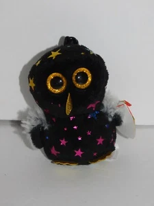 Hyde Owl Plush Keychain Halloween Black Stars Ty Beanie Boo Shiny - Picture 1 of 7