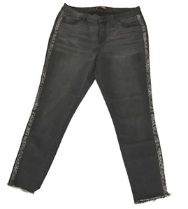 Women's Jennifer Lopez Jeans Skinny Ankle Fringe Snakeskin Sides Black Size 16 - Picture 1 of 16
